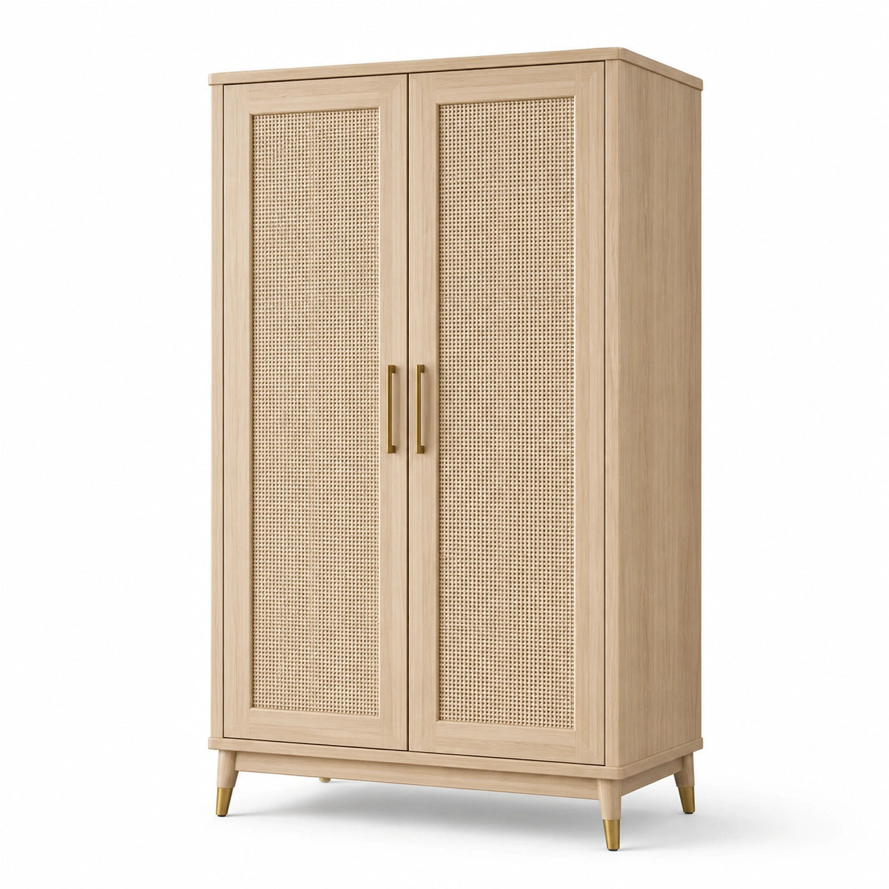 Armadio in legno e rattan intrecciato 190x90x50 cm