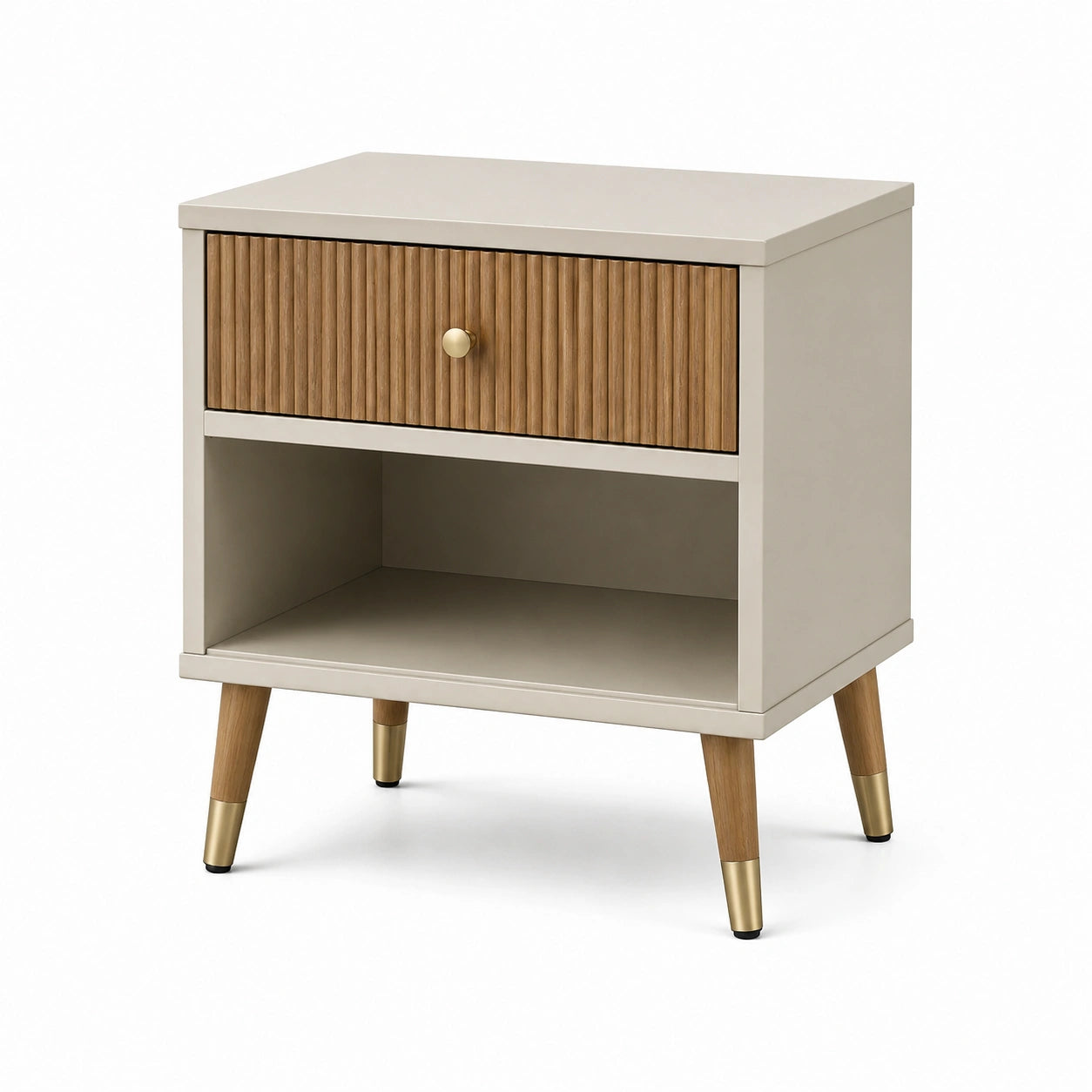 Comodino in MDF e Legno con Cassetto