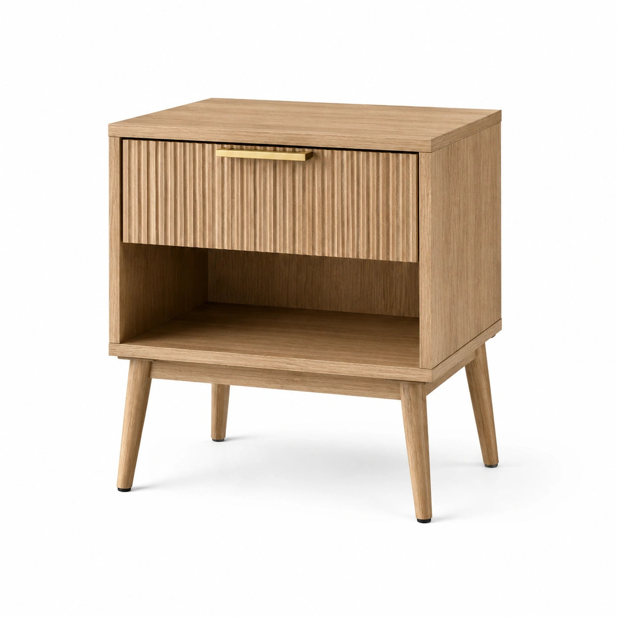 Comodino in Legno di Quercia con Cassetto, Colore Naturale, 60x40x35 cm