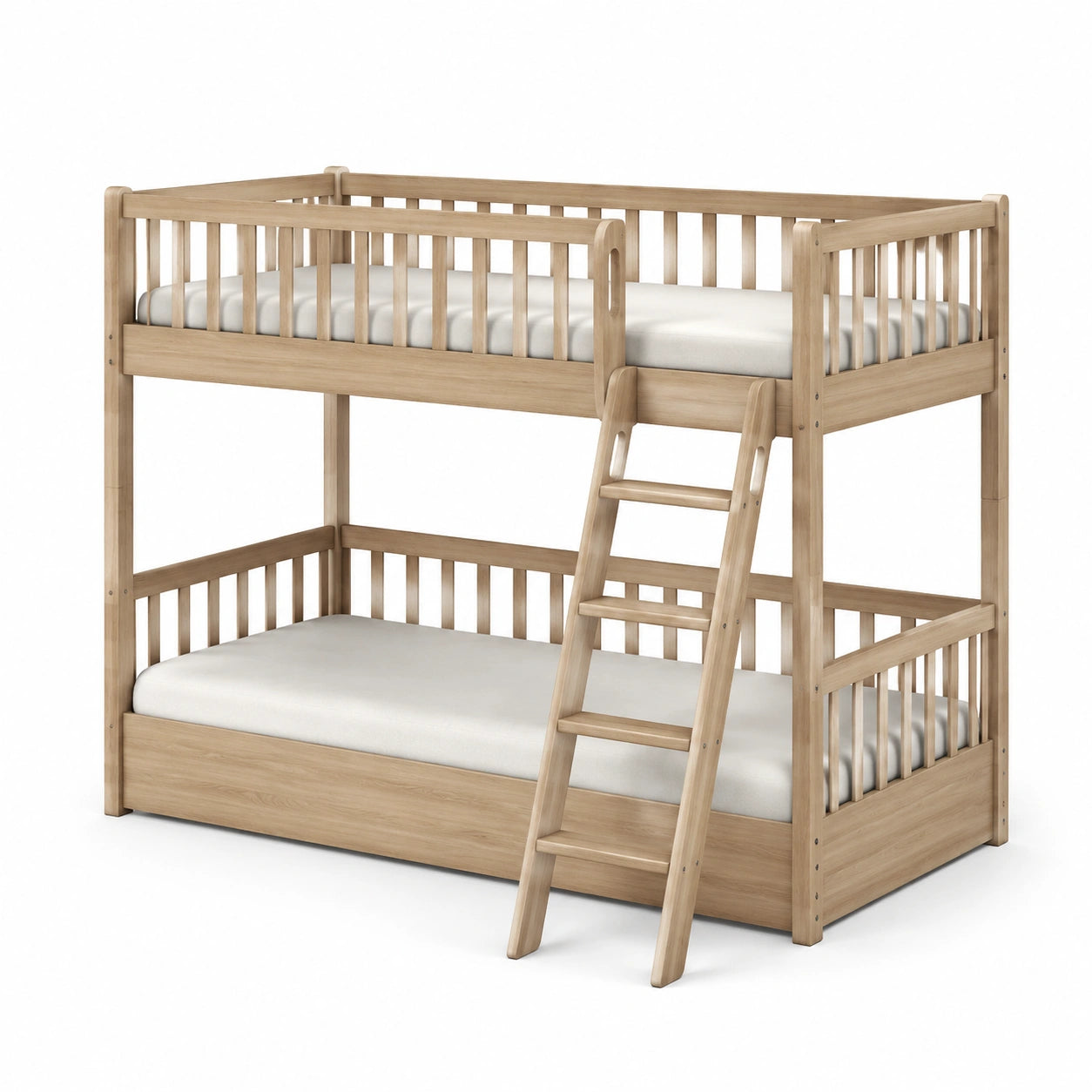 Letto a castello in legno massello di pino con scala