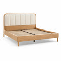 Letto matrimoniale in rovere con testiera imbottita crema 160x200 cm