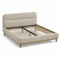 Letto matrimoniale in legno e tessuto bouclé beige 200x160 cm