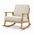 Sedia a dondolo in legno con rivestimento in beige